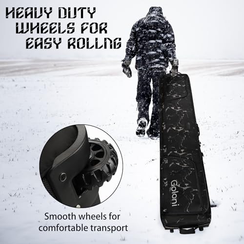 Goloni Ski Bag with Wheels,Padded Snowboard Bag for Air Travel,600D Waterproof Fabric,Foldable Snow Bag Fits 2 Pairs Skis Up to 175/190cm by Goloni - Image 6