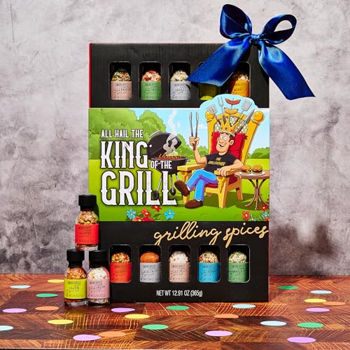 Image of Smokehouse by Thoughtfully, Gourmet Ultimate Grilling Spice Set with King of the Grill /Father's Day Wrap, Includes 20 BBQ Seasonings & Rubs Like Chili Garlic, Italian, and Cajun, Gift for Dad, Uncle, Husband