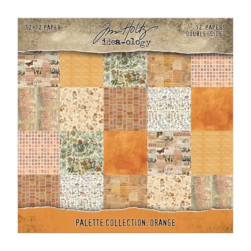 Tim Holtz Idea-Ology Orange Palette 12x12 Papers Collection 12 Double-Sided Sheets