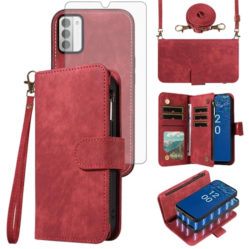 Housse Nokia G42 5G portefeuille avec protège-écran et dragonne amovible