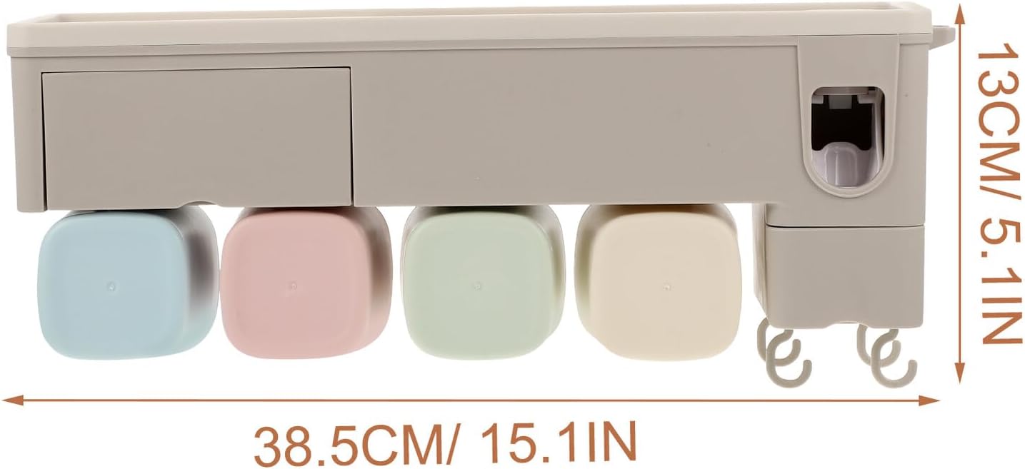 Automatic Toothpaste Squeezer Toothbrush Organizer Wall-Mounted Bathroom Storage Rack Installation Capacity Holder for Family Use