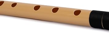 Radhe Flutes | A Sharp Left-Handed Base Bansuri | Durable PVC Fiber Flute | Black & Orange Threads | Tuned With Tanpura A440Hz | Includes Hindi & English Flute Lessons