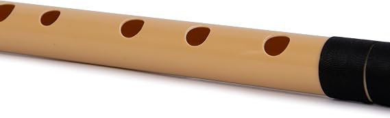 Radhe Flutes | A Sharp Left-Handed Base Bansuri | Durable PVC Fiber Flute | Black & Orange Threads | Tuned With Tanpura A440Hz | Includes Hindi & English Flute Lessons
