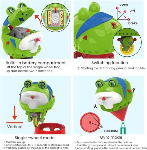 Image of Magicwand Tightrope Walking Unicycle Novelty Frog Toy | Cute Balanced Frog Fingertip Gyroscope, Rolly Polly Unicycle Educational Balance Toy for Kids