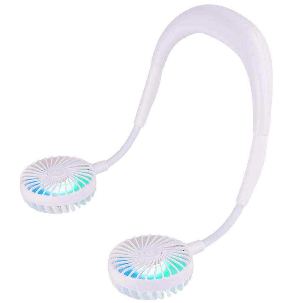 UDPOIUYT Wearable Cooling Fan, Mini USB Wearable Neck Fan, Foldable Telescopic Silent Sports, Multicolor(Bianca)