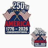 HANDICHI Design 5 Pack 6 Inch 250th Anniversary America Stickers 1776–2026 Semiquincentennial Patriotic American Flag Vinyl Decals, USA Independence Day Indoor Laptop Scrapbook Decor