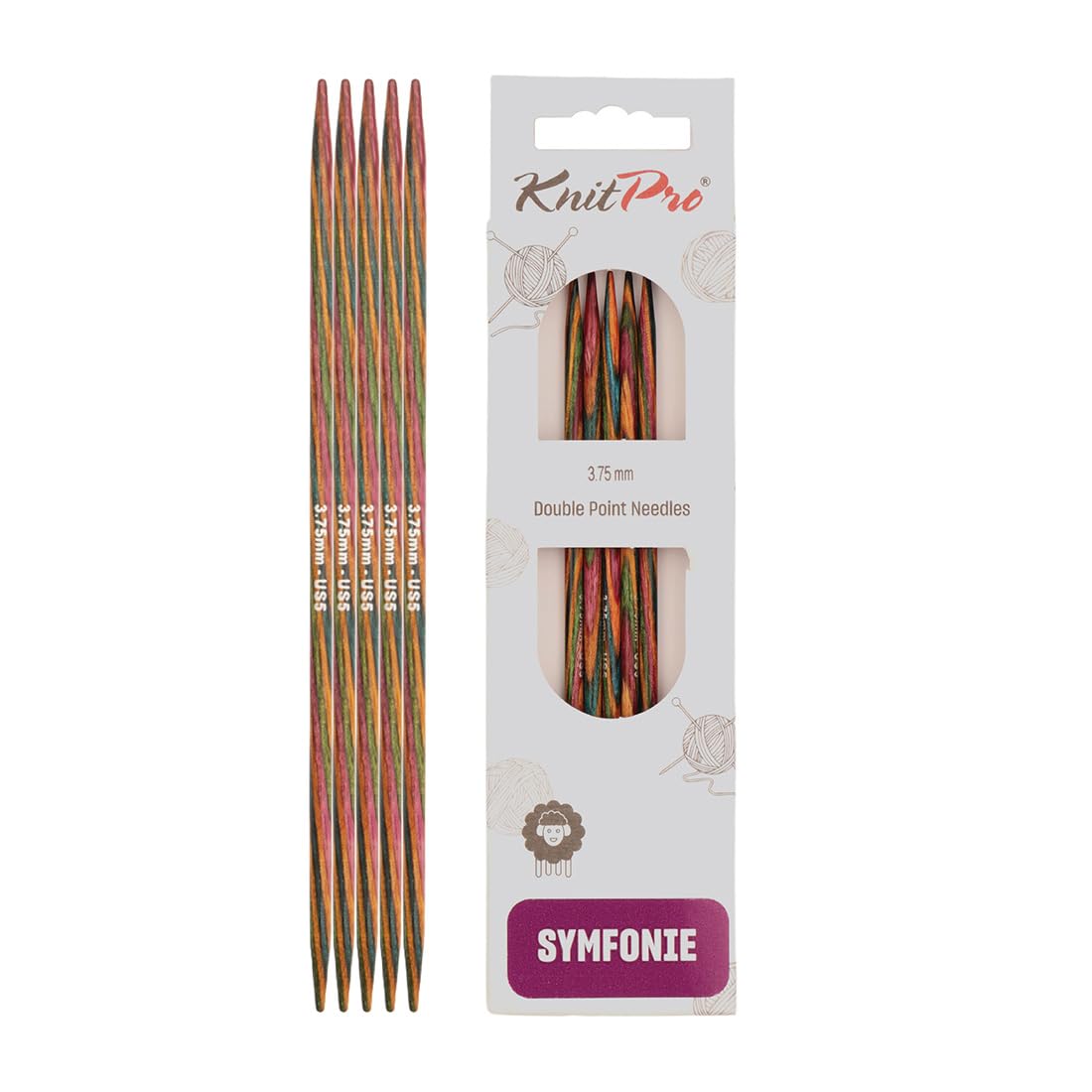 KnitPro Symfonie Double Pointed Needles 4" (10cm) | 3.75mm