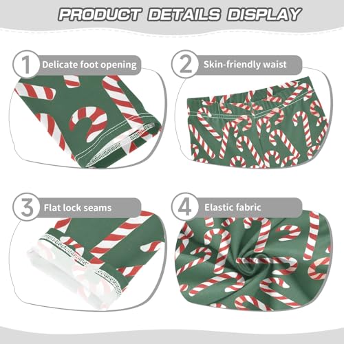 Girls' Athletic Leggings Ankle Length Yoga Dance Pants Kids Teen 4T Candy Cane3