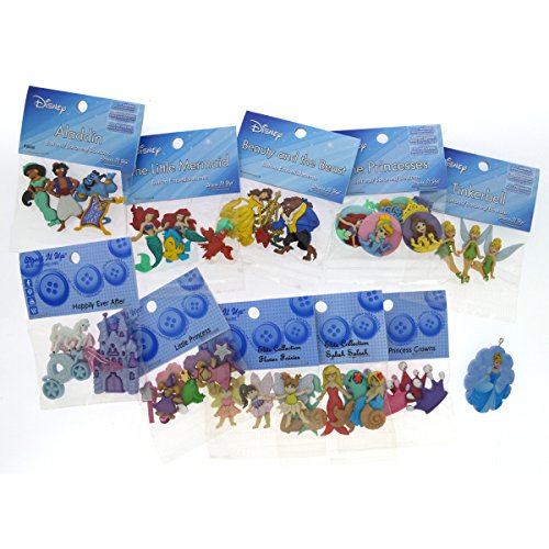 Dress It Up Disney Princess Button Embellishment Assortment - 10 Pack - Includes Free Disney Princess Pendant - 9081 Dress It Up Disney Princess Button Embellishment Assortment - 10 Pack - Includes Free Disney Princess Pendant - 9081