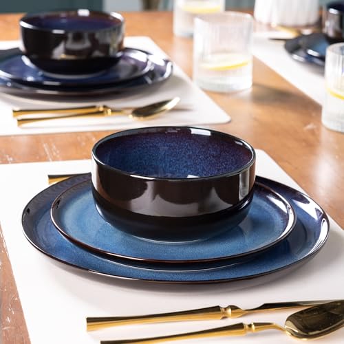 Image of LeRatio Ceramic Dinnerware Sets for 4,Plates and Bowls Sets,Handmade Reactive Glaze Dishes Set,Chip Resistant and Scratch Resistant | Oven&Dishwasher & Microwave Safe,Service for 4