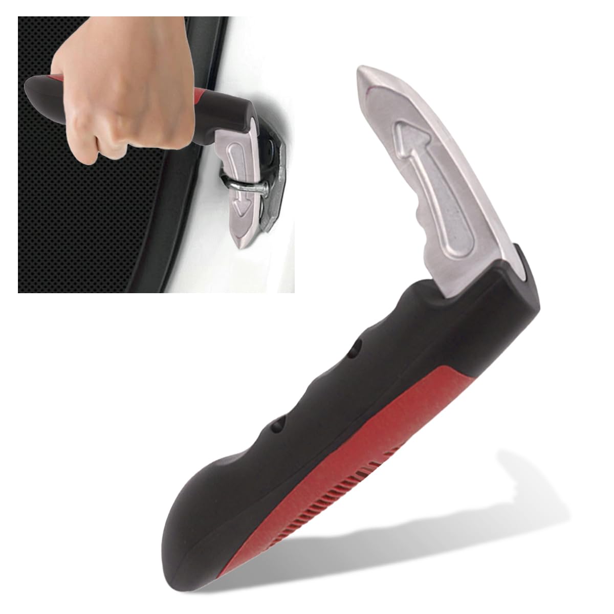 Car Handle Assist, Multifunction Auto Door Assist, Elderly & Handicapped Support Handle, Window Breaker Emergency Tool, Grab Bar (Red, 1PC)