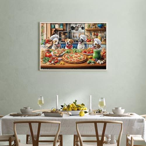 Funny Dog Pizza Jigsaw Puzzle, 1000 Piece Puzzle for Adults, Food Kitchen Puzzles, Animal Pet Lover Challenging Puzzles, Interlock Perfectly No Dust, Gifts for Valentine's Day Easter - Image 6