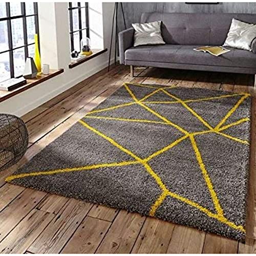 Image of The Panipat Home Furnishing Anti Slip Shaggy Fluffy Fur Rugs and Carpet for Living Room, Bedroom, Entrance and Office (Black, 6 x 9 feet)