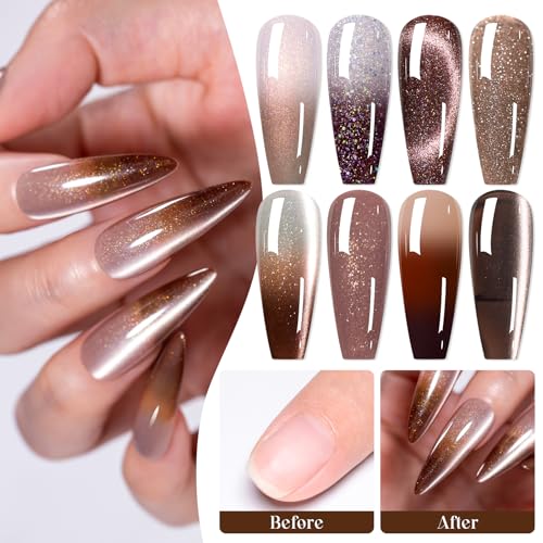 Set 8 esmaltes de uñas gel marrón y otros colores miniatura 5