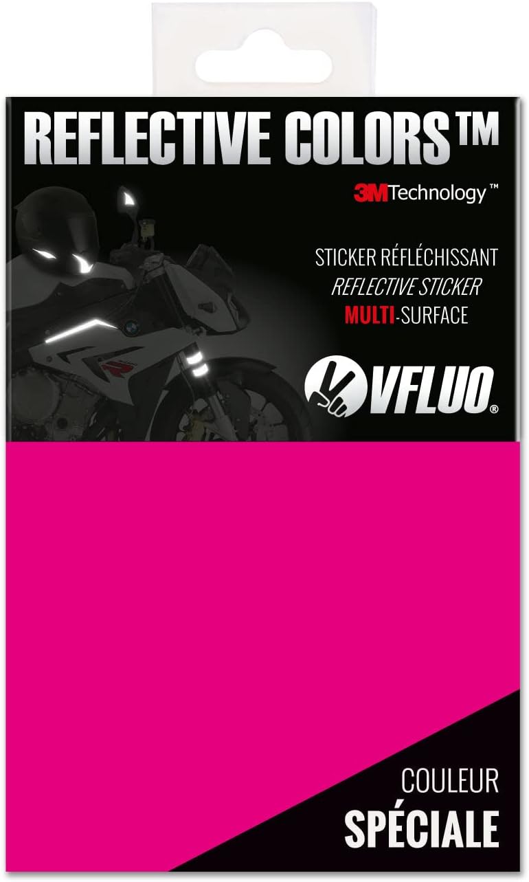 VFLUO 3M REFLECTIVE COLORS™, Universal adhesive DIY kit for Helmet/motorcycle/Scooter/Bike, 3M Technology™, 10 x 15 cm sheet, Pink