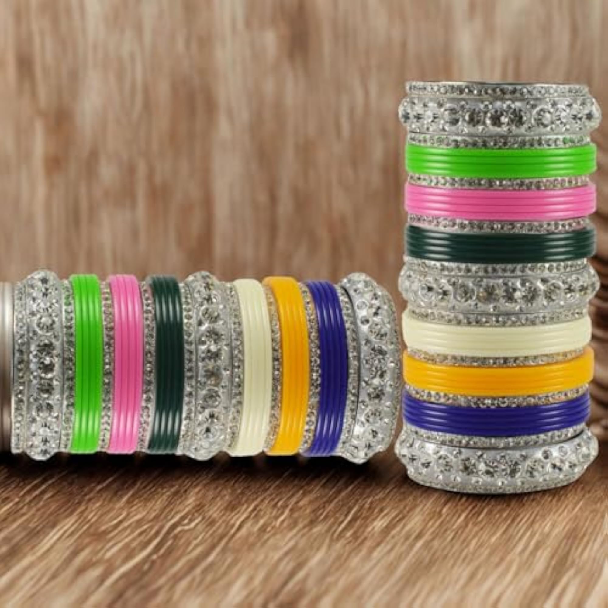 Multi Color Acrylic Bangle Pack, Extra Large Size