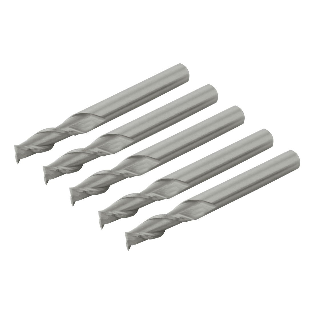 Aexit 5pcs 6mm End Mills Dia Silver Tone Metal Straight Shank Slotting