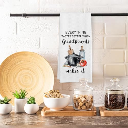 Grandparents Gifts Kitchen Towels, First Time Grandparents Gifts Dish Tea Towels for Kitchen, Mothers Fathers Day Birthday Gift Decorative Hand Towel, 16x24Inch - Image 5