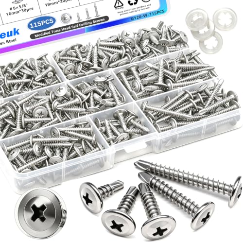 mxuteuk 230PCS #8 Self Tapping Screws,410 Stainless Steel