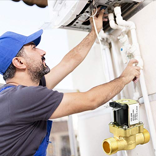 KLYNGTSK 1/2" AC 220V Normally Closed Brass Electric Solenoid 2 Way Water Solenoid Valve Magnetic Pressure Regulating Valve for Washing Machine, Dispenser and Garden Irrigation