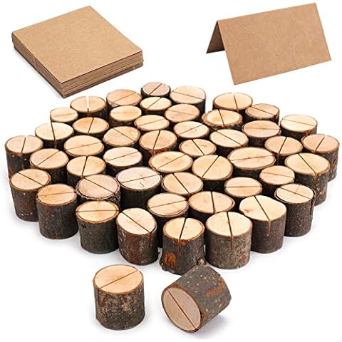 Tosnail 50 Pieces Rustic Wooden Place Card Holders Cover