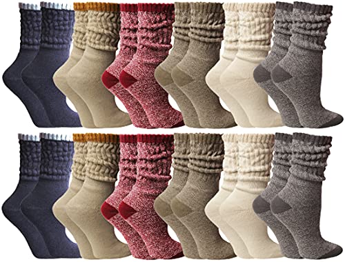 Yacht & Smith 6 Pairs Womens Scrunched Slouch Socks, Cotton Boot Socks Bulk Pack