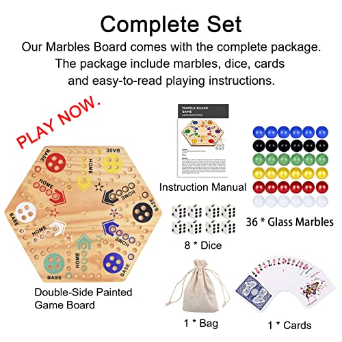 Juego de Mesa de Canicas de Madera 16" para 4 ó 6 Jugadores miniatura 4