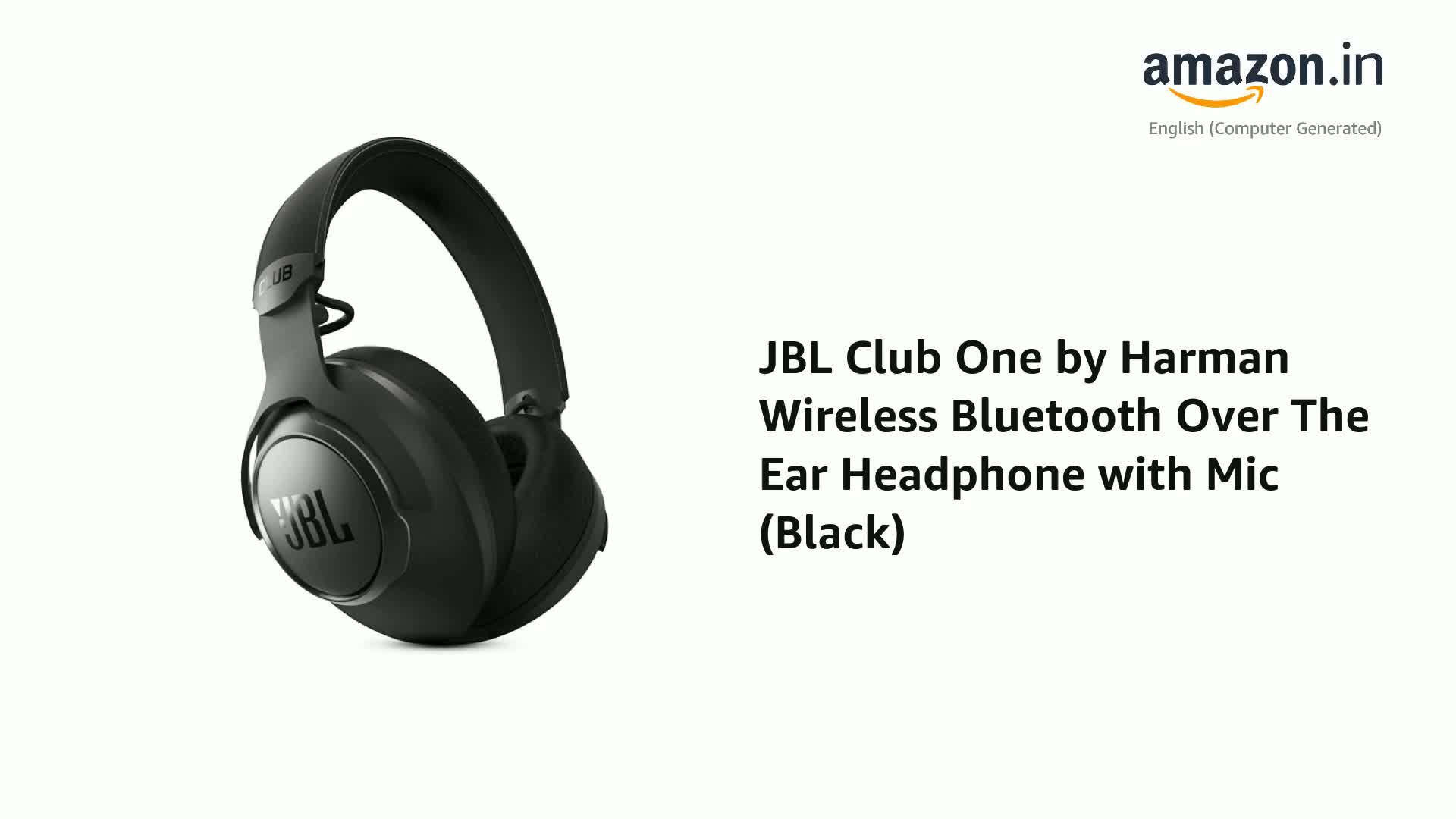 JBL Club One by Harman Wireless Bluetooth Over The Ear Headphone with Mic  (Black) : Amazon.in: Electronics