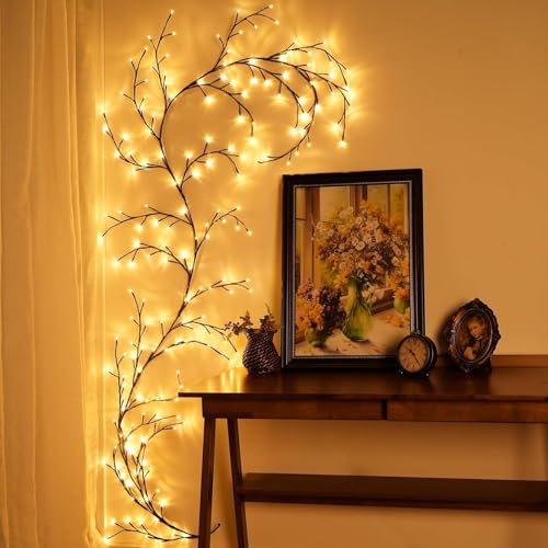 NYRWANA Valentine & Christmas Decorations | 2.3 Foot Flexible DIY Lighted Vine Garland, USB Powered Decorative Lights for Fireplace, Mantle, Room & Romantic Home Decor