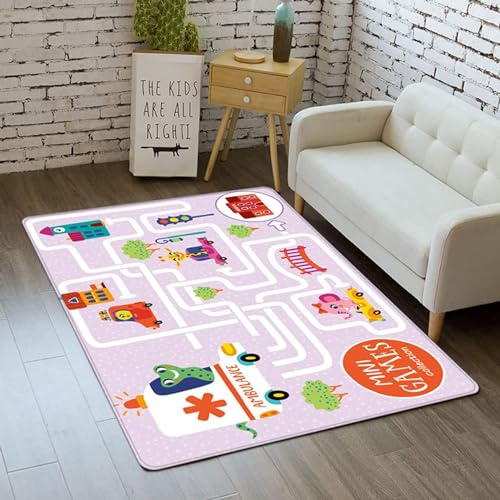 カーペット ラグ 道路 キッズ プレイマット ロードマップ 50*80cm 長方形 丸洗い 子供ラグマット 子供部屋 洗濯可能 寝室 交通 絨毯 赤ちゃん 子供 遊べる 保温 防カビ ふわふわ 洗濯可能 滑り止め ベビーマット センター面白い 地図マップ