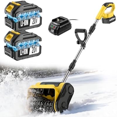 Cordless Electric Snow Shovel, Brushless 12-Inch Width 6-Inch Depth Snow Blower, Lightweight Snow Thrower Machine, Efficient Snow Removal with Battery and Charger, 2 Batteries