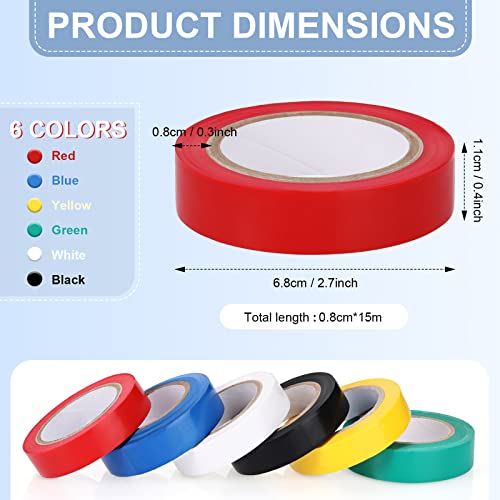 Konohan 6 Rolls Drum Stick Tape Drumstick Wrap Drumstick Tape Anti Slip Drumstick Grips For Drumming Accessories, 0.4 Inches Wide, 16.4 Yards Long, 6 Colors #TOP1