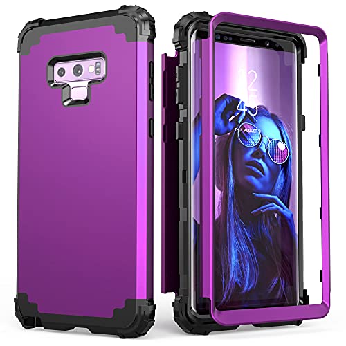 IDweel for Galaxy Note 9 Case, 3 in 1 Shockproof Slim Hybrid Heavy Duty Protection Hard PC Cover Soft Silicone Rugged Bumper Full Body Case, Navy Purple