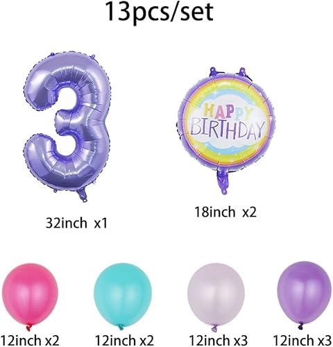 Miniatura 2 de Globos, globos morados, suministros para fiesta, globos de tercer cumpleaños, 32 pulgadas, tamaño grande, arco iris, número 3, suministros para
