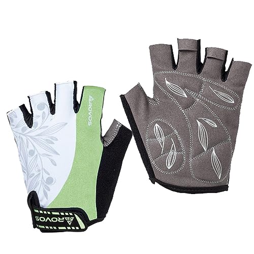 ROVOS Mountain Bike Gloves for Women - Half Finger Cycling Gloves With 5MM Memory Sponge Pad for Road MTB Bicycle - Suitable for Cycling Gym