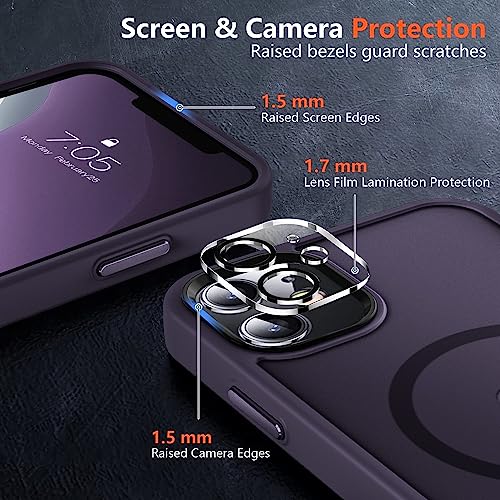 Image of MOCCA Strong Magnetic for iPhone 11 Phone Case,[Compatible with Magsafe][Glass Screen Protector+Camera Lens Protector] Slim Thin Shockproof Cover Case for iPhone 11 6.1 inch,Midnight Purple