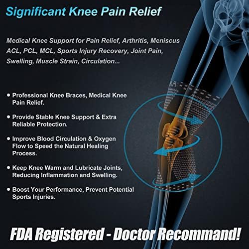 NEENCA Knee Brace for Knee Pain Relief, Medical Knee Support with Patella Pad & Side Stabilizers, Compression Knee Sleeve for Meniscus Tear, ACL, Arthritis, Joint Pain, Runner, Sport - 3