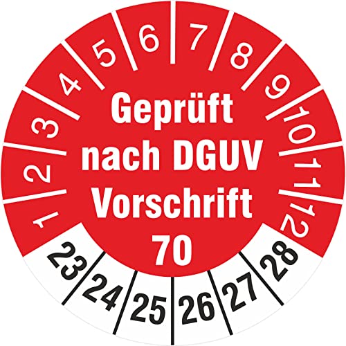 100 Stück Prüfetiketten 30 mm geprüft DGUV Information Vorschrift 70 Fahrzeuge UVV 2023-2028 Prüfplaketten