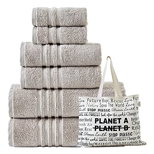 Homerican 100% Turkish Cotton 6-Pieces Luxury Towel Sets For Bathroom, Thick & Soft & Absorbent & Fluffy Bath Towel Set (2 Bath Towels, 2 Hand Towels, 2 Wash Cloths)- Sand #TOP23