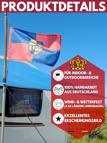 KÖNIGSBANNER Zertifizierte Flagge Fahne Glaisin - LWL 20 x 30cm - Kleinfahne mit zwei Befestigungsbändern aus deutscher Flaggen-Manufaktur