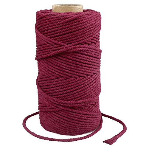 G2PLUS Corde Macramé Coton 4mm x 100M Fil Macramé Ficelle Corde pour Tricotage DIY Decoration Murale Porte Plante Décoration Bohème Emballage Cadeau