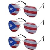 Mepase 3 Pcs Puerto Rico Sunglasses Puerto Rico Pride Glasses with Country Flag Symbols for Men Women Gear Gifts 4th of July Festivals Parades and Holidays