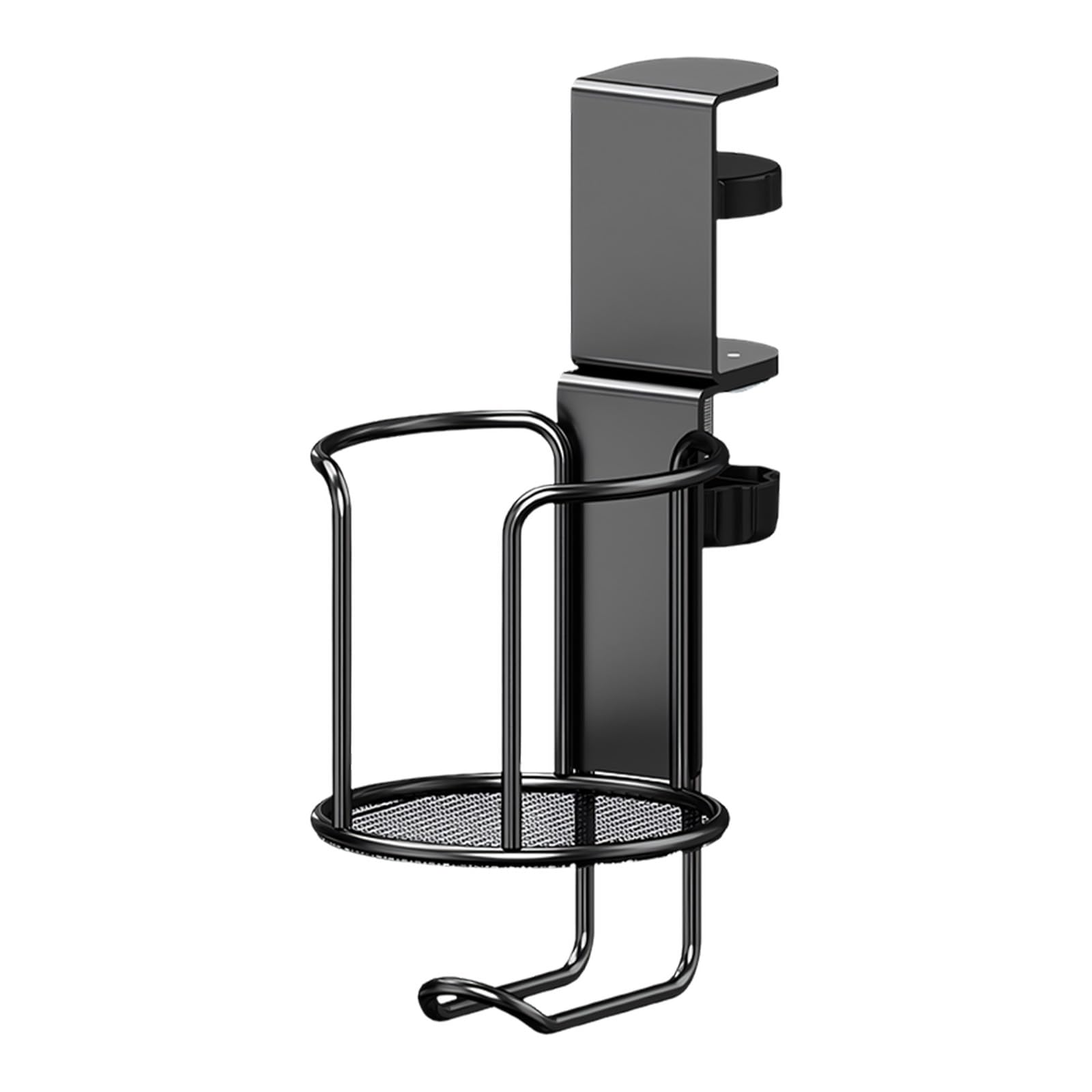 Jazuaiao Carbon Steel Beverage Stand with 360 Hook Clip on Worksurface Double Purpose Desk Planner