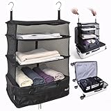 Grand Fusion Stow-N-Go Travel Luggage Organizer β Portable Hanging Travel Shelves, Carry-On Closet Organizer, Hanging Packing Cubes, Collapsible Carry-On Organizer for Cruises & Hotels. Black - XL
