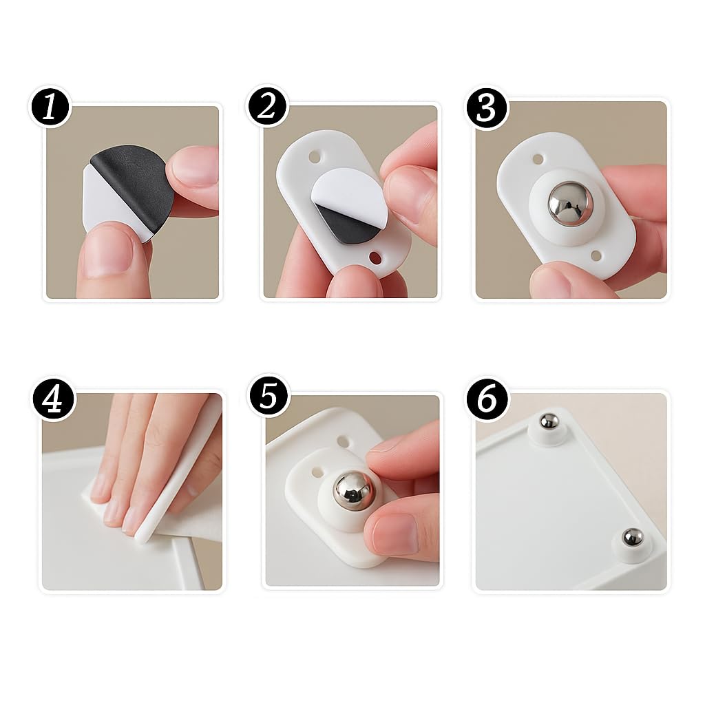 ADAPTOLL Bilyeli Eşya Kaydırma Aparatı 4’lü Set – Çelik Bilyeli Mobilya Aparatı, Kendinden Vidalı Zemin Koruyucu Mobilya Kaydırıcı, Masa Sandalye Dolap Hareket Kolaylaştırıcı Beyaz Mobilya Aksesuarı