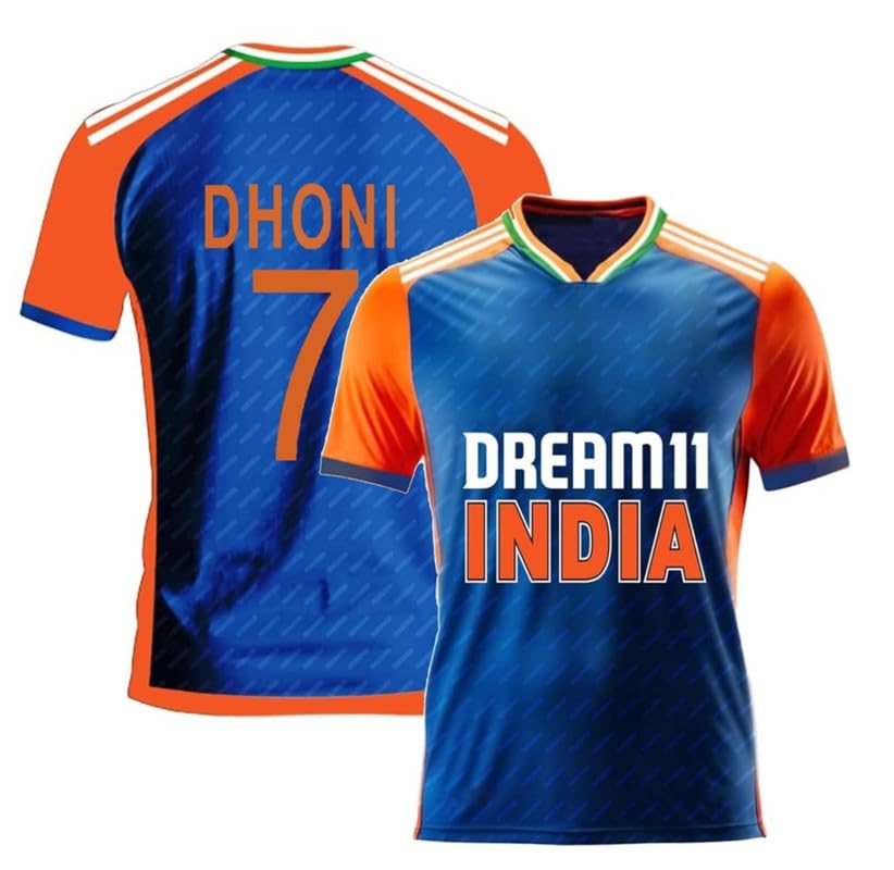 Image of CSK Jersey New 2025 Dhoni 7 Tshirt for (Men,Kids,Boys)(XX-Large 44,Multicolor-001)