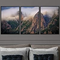 3 Piece Framed Canvas Wall Art Foggy Mountains Canvas Prints Home Artwork Decoration for Living Room,Bedroom - 16