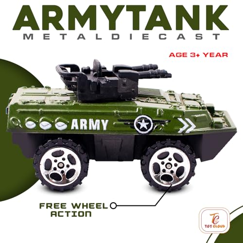 Image of Toy Cloud Free Wheel Die-Cast Metal Military Vehicle Set of 3, 1:64 Scale Model Vehicles Toys (Armored Truck, Pick-Up Truck, and Sports Car)