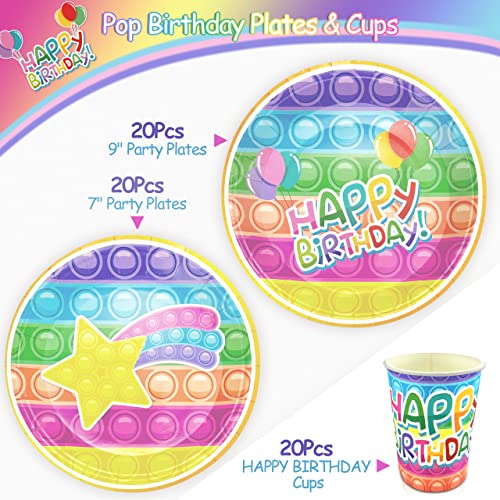 Algpty Pop Birthday Party Plates Set Serves 20 Guest | Including 9 Inches Plates, 7 Inches Plates, Cups | Pop Birthday Party Supplies For Girls Pop Pastel Colorful Supplies For Girls Boys… #TOP1