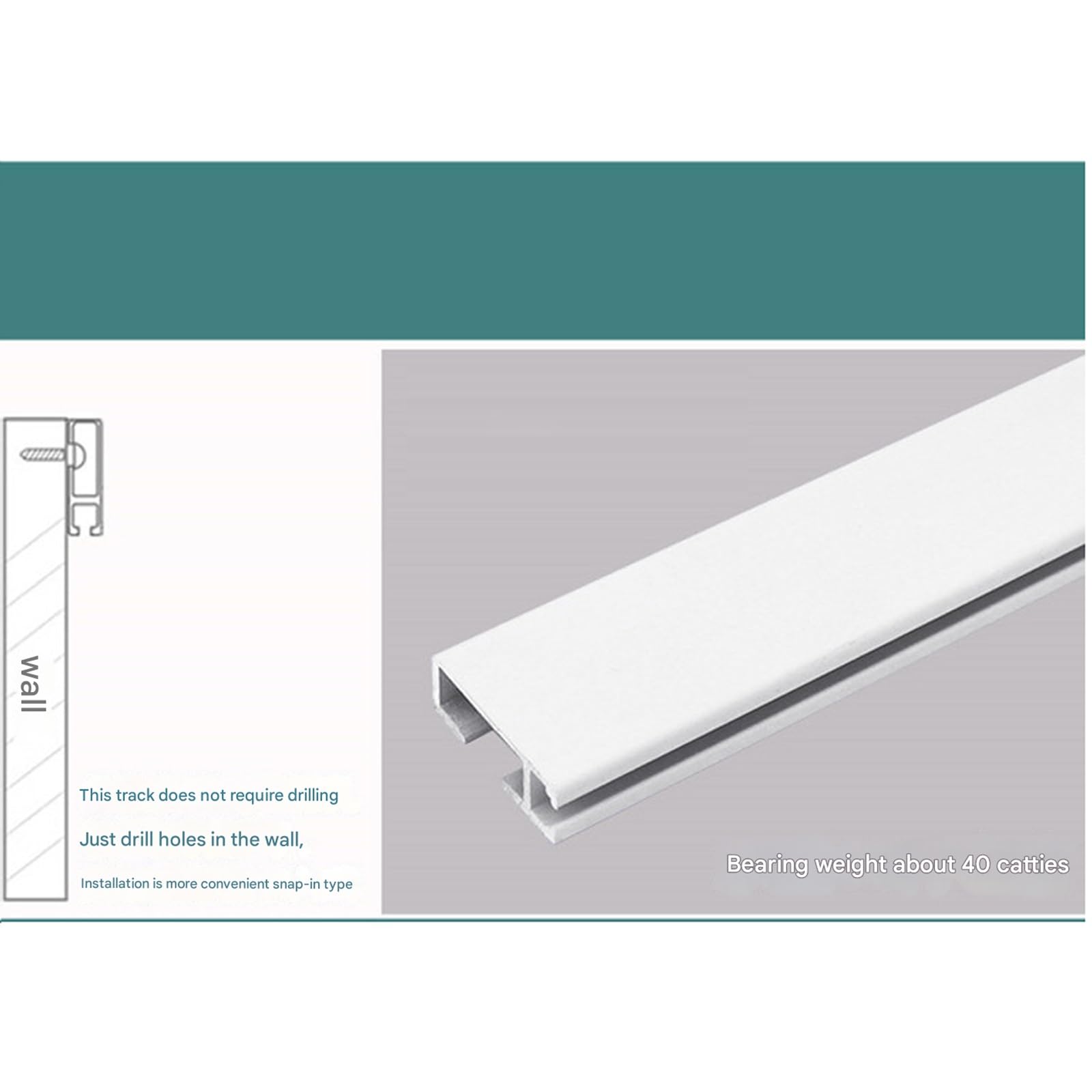 Kit para colgar cuadros, cuerda de alambre de acero inoxidable ajustable, kit de pista con 2 rieles, 4 ganchos y accesorios de instalación para decoración del hogar